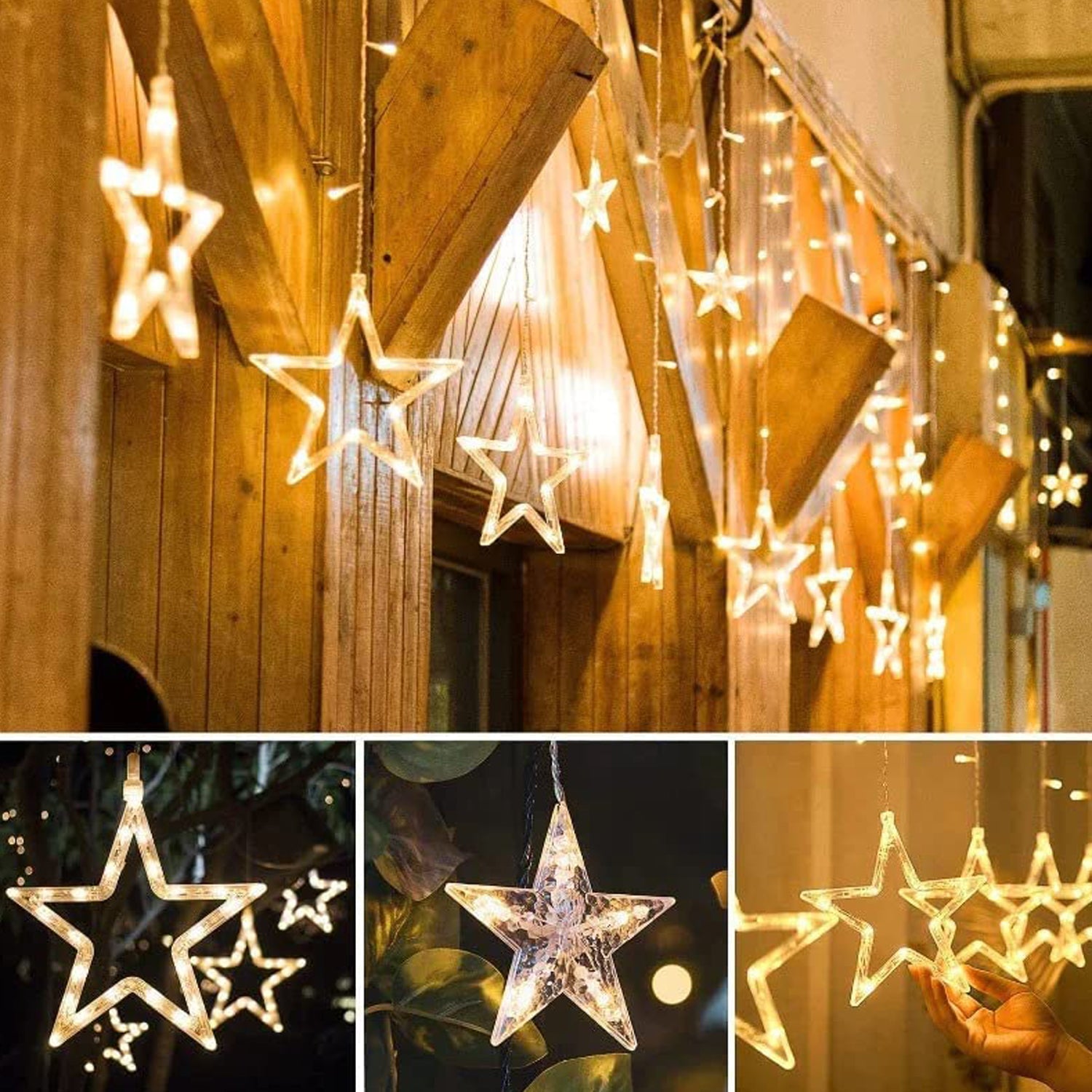 1253 12 Stars Curtain String Lights, Window Curtain Lights with 8 Flashing Modes Decoration for Festivals DeoDap 1253 12 Stars Curtain String Lights, Window Curtain Lights with 8 Flashing Modes Decoration for Festivals DeoDap